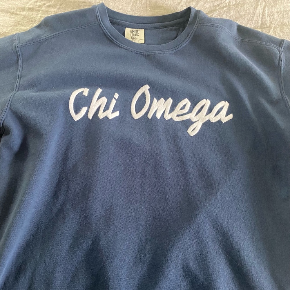 Blue Comfort Colors Chi Omega Crewneck